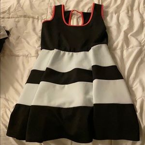 Black and white striped dress with pink outlining